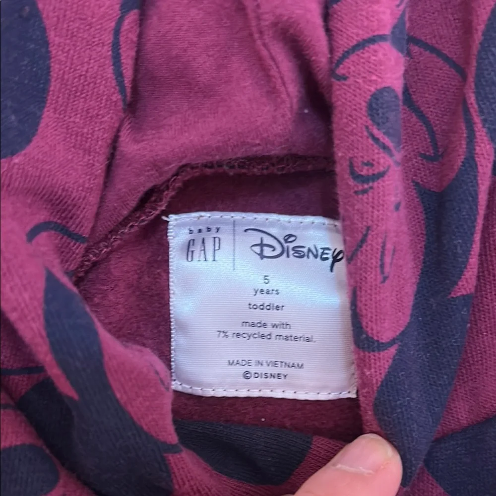 GAP Kids Plum Burgundy Mickey Print Hoodie